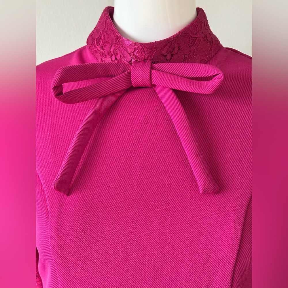 Miu Miu Pink Lace Sleeve Blouse Bow Top Italy S - Picture 4 of 11
